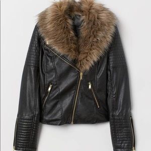Biker Jacket with Faux Fur